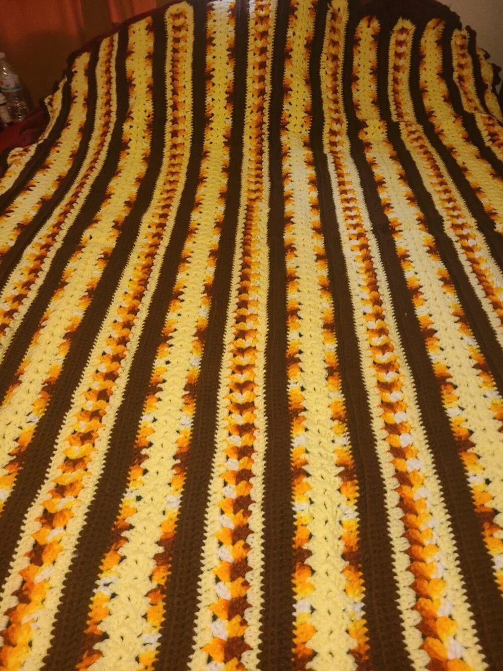 VTG 70's NEW Crochet Afghan Blanket Throw 68